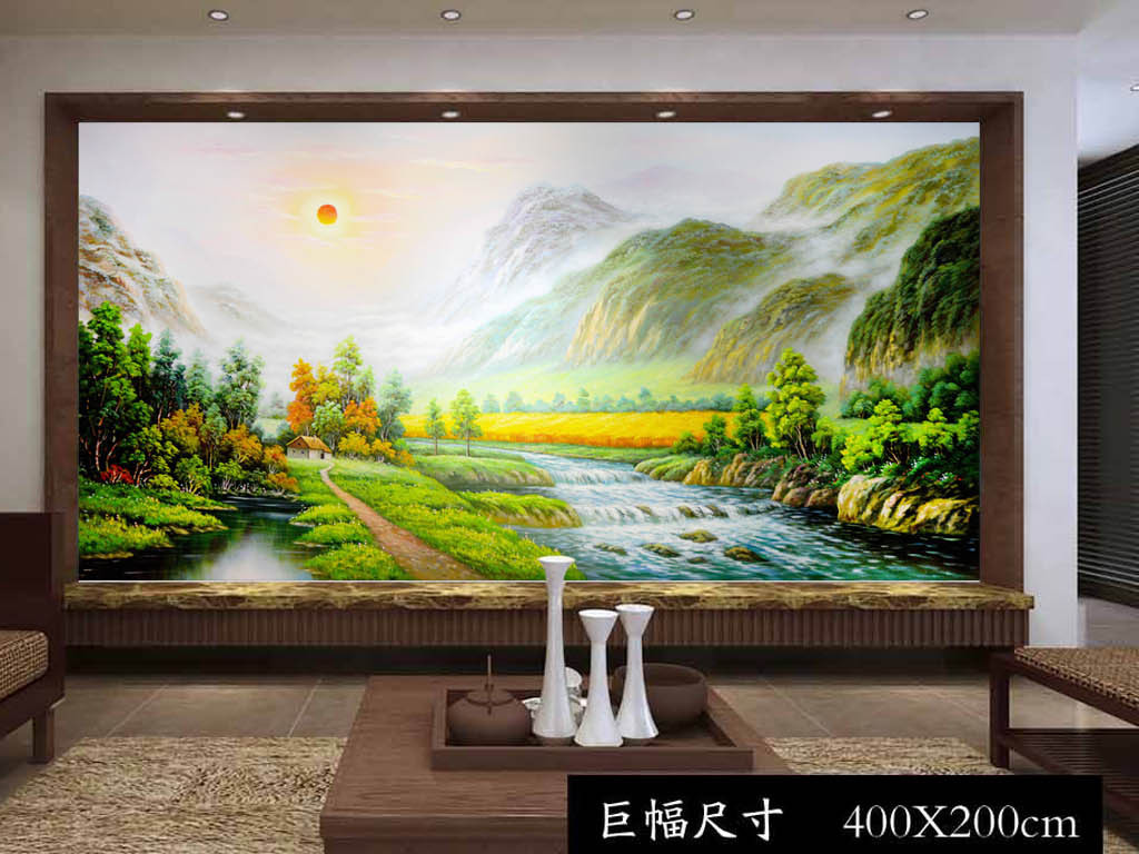 我图网提供精品流行郊外田园旭日东升风景电视背景墙素材下载,作品模板源文件可以编辑替换,设计作品简介: 郊外田园旭日东升风景电视背景墙 位图, RGB格式高清大图,使用软件为 Photoshop CS6(.tif不分层)