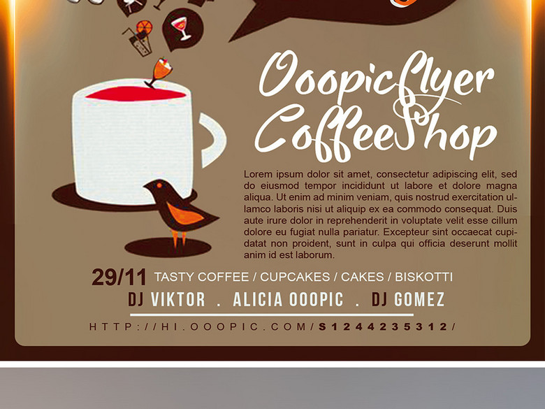 创意手绘咖啡厅休闲吧促销活动宣传海报(图片