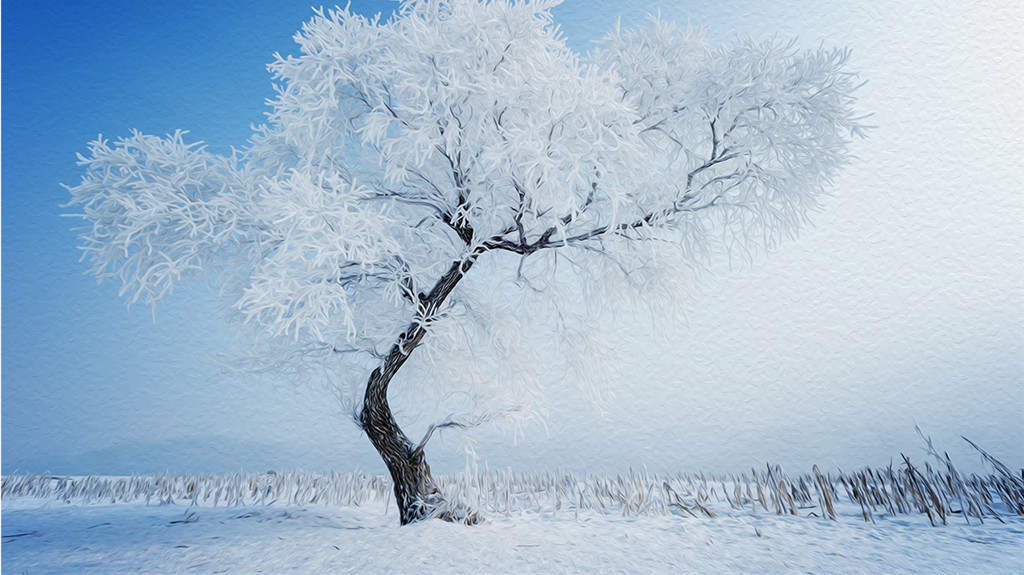 高清雪景油画