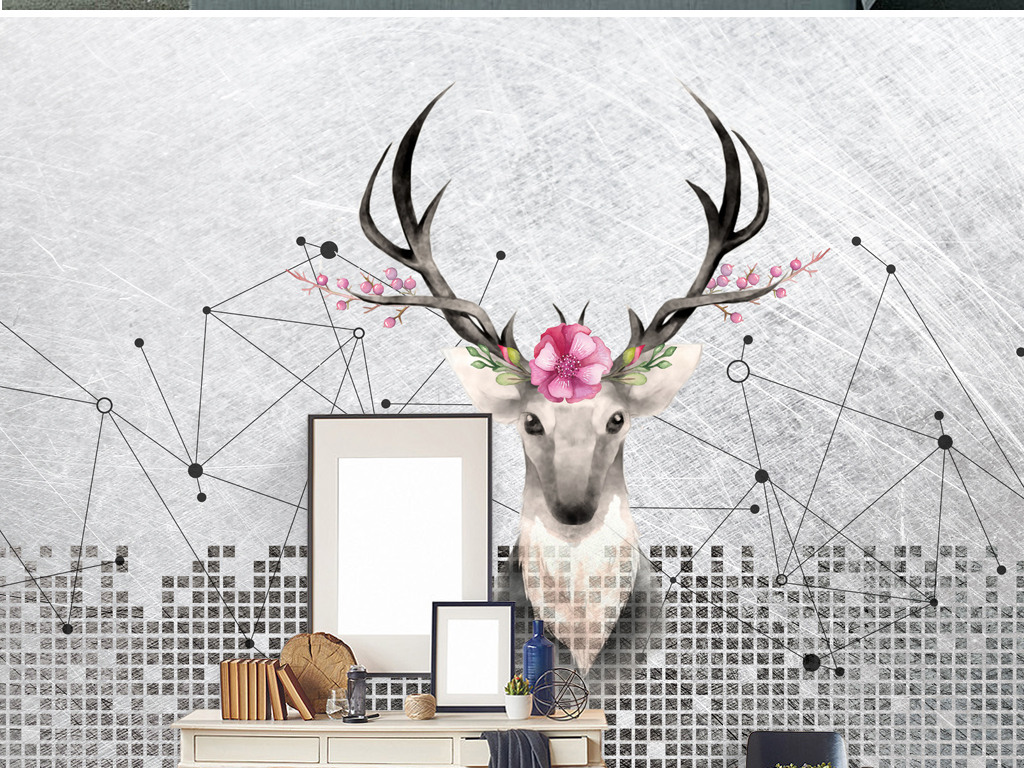 北欧简约抽象山水画挂画卧选什么牌子好 同款