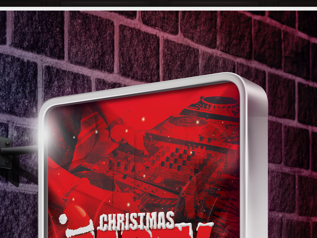 夜店酒吧震撼DJ元旦圣诞音乐派对宣传海报