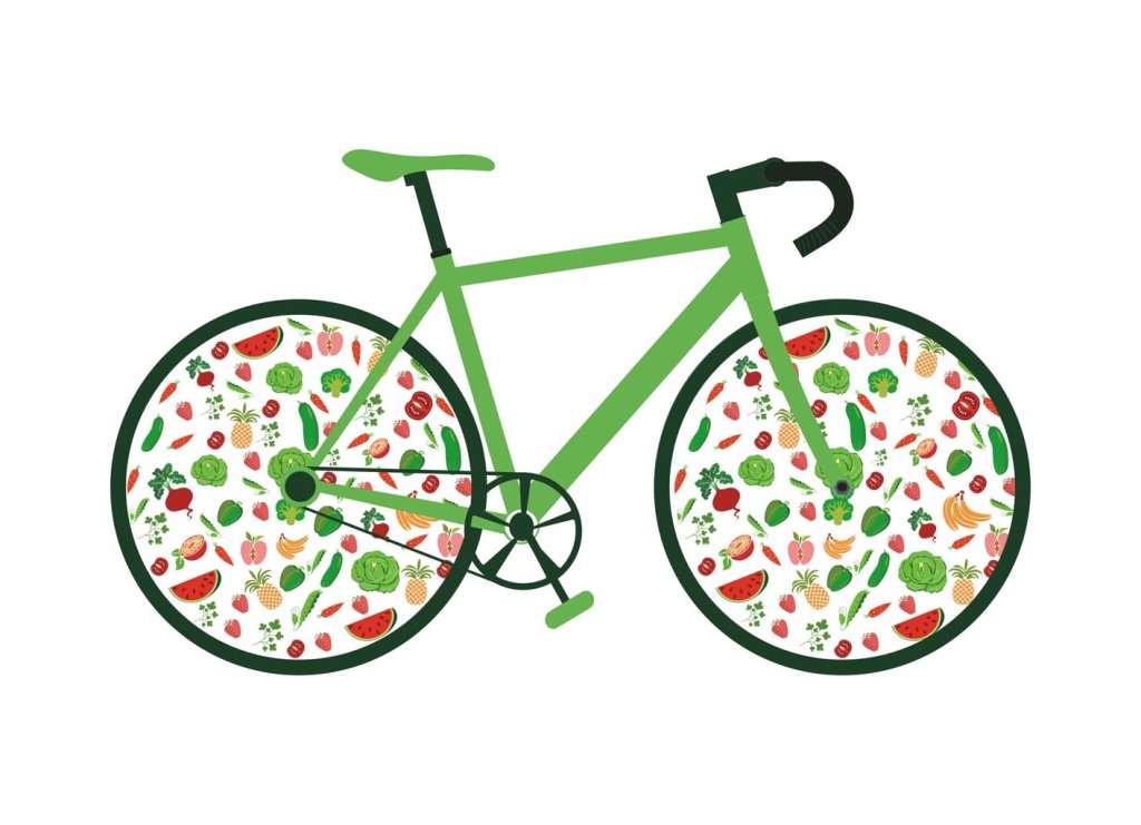 健康生活方式自行车有氧运动蔬菜水果蔬果