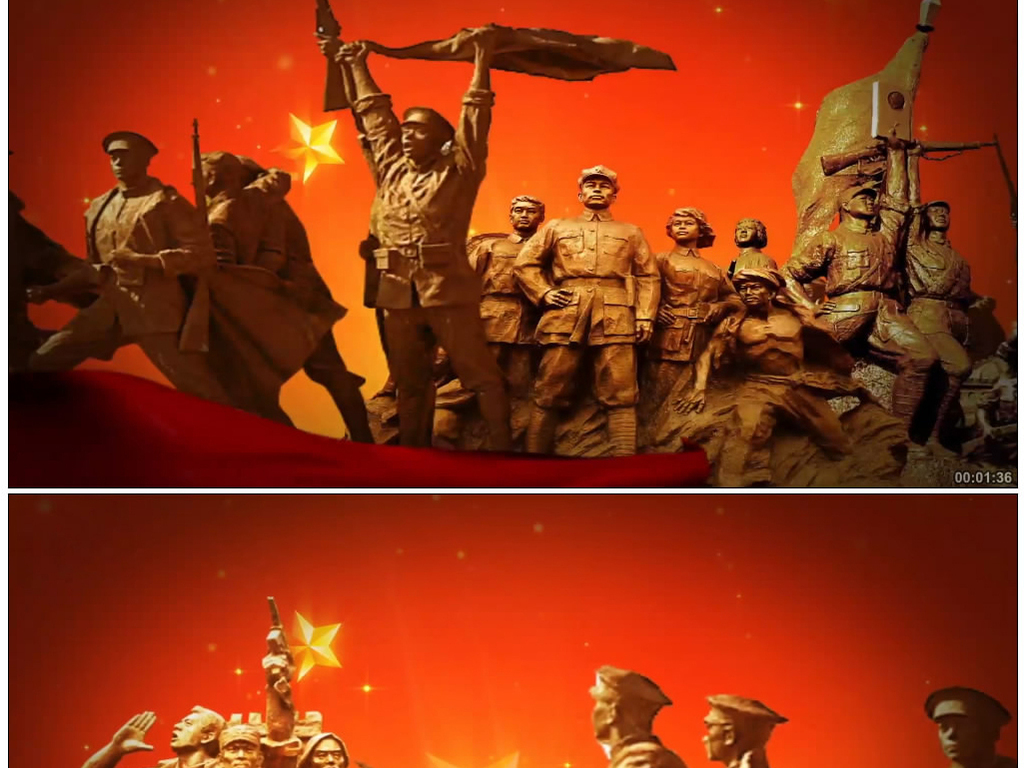红色长征抗战纪念碑雕塑人物展示