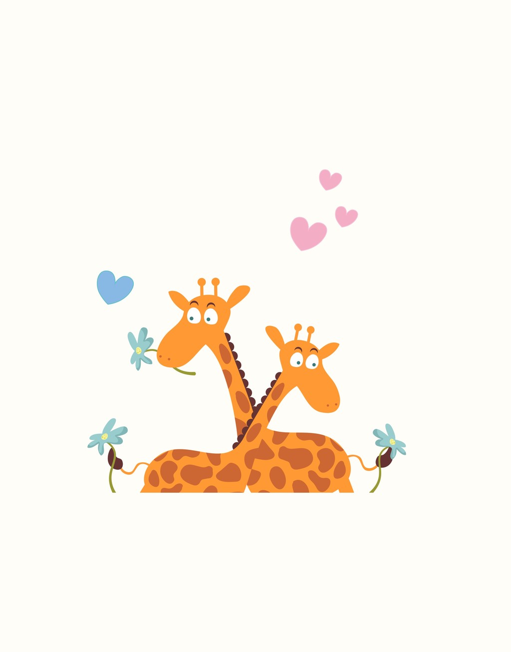 长颈鹿卡通图案星星装饰插画心