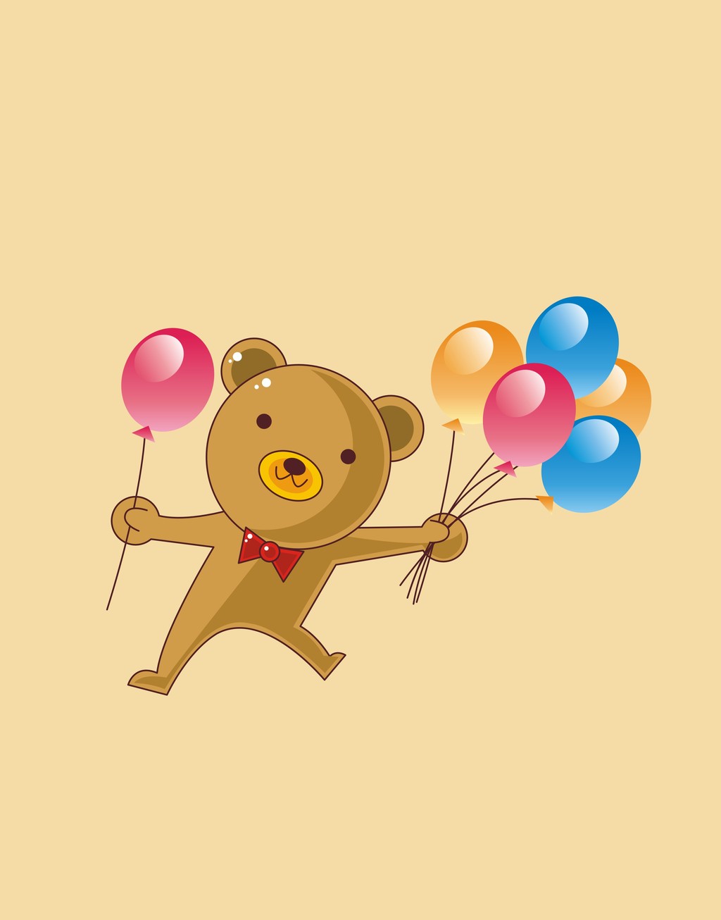 小熊卡通图案气球装饰插画