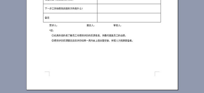 企业员工绩效反馈面谈记录表(图片编号:15944