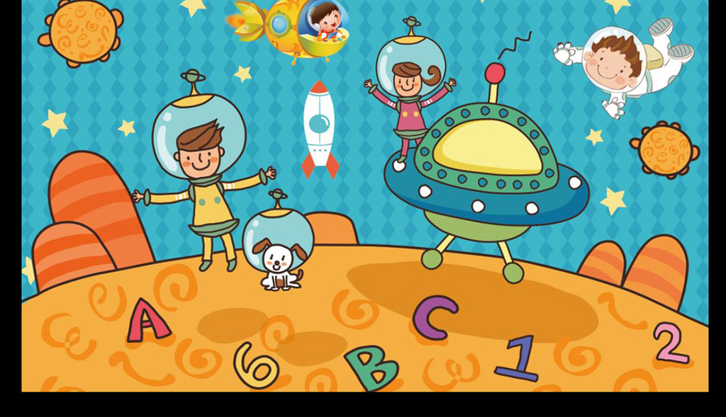 幼儿园男孩女孩儿童房壁纸儿童房背景墙星空星空背景太空人儿童房墙纸图片