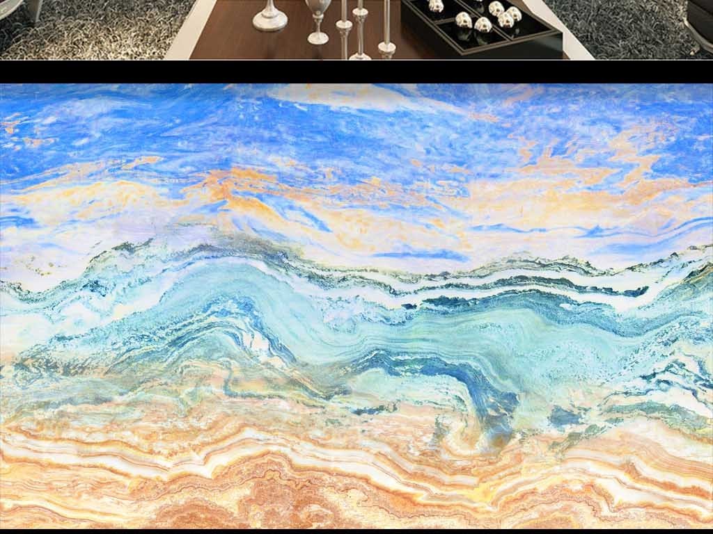 海纳百川大理石纹石材背景墙图片