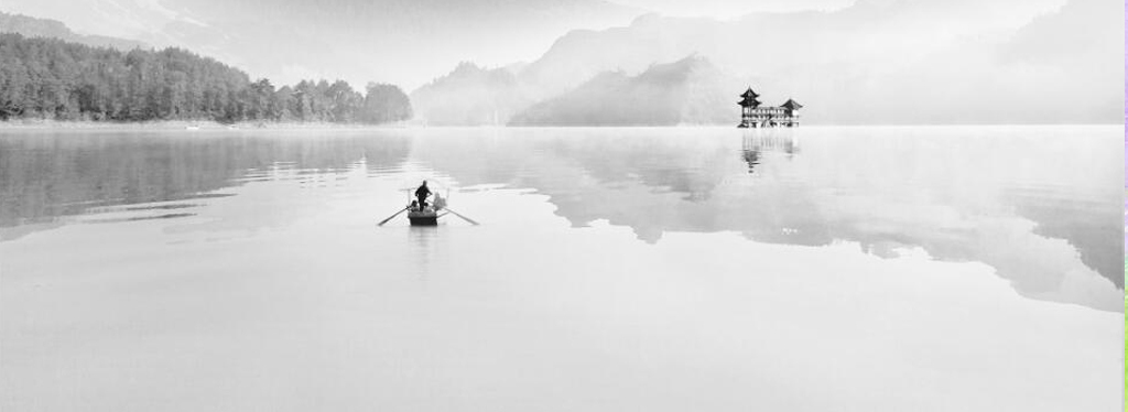 新中式黑白水墨山水国画电视背景墙