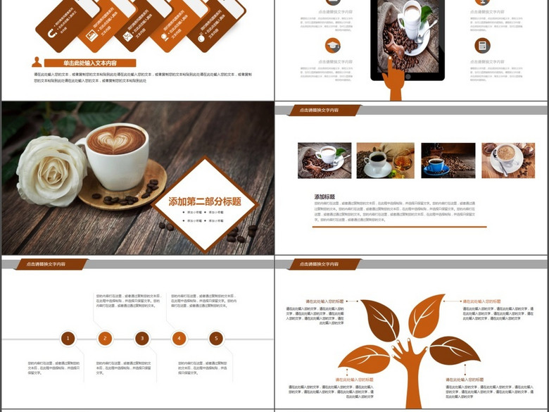餐饮时尚咖啡厅产品介绍动态PPT模板(图片编