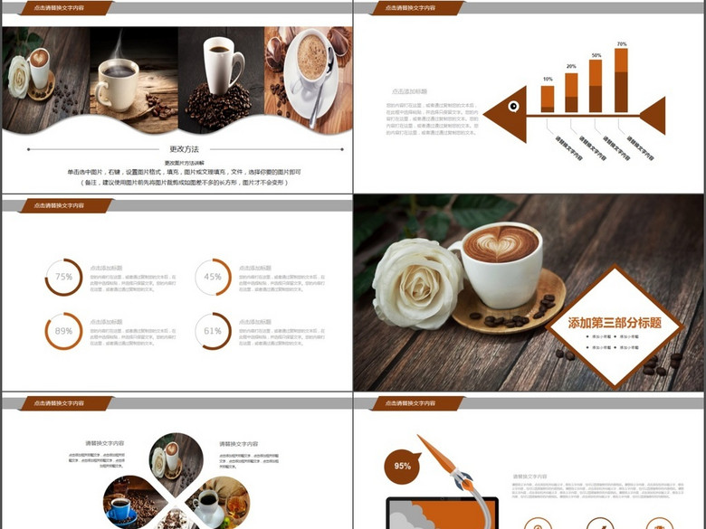 餐饮时尚咖啡厅产品介绍动态PPT模板(图片编