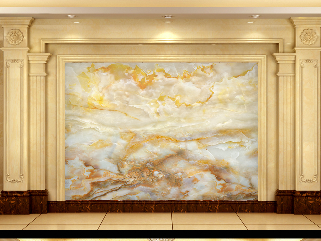 高清金玉龙马大理石板材背景墙
