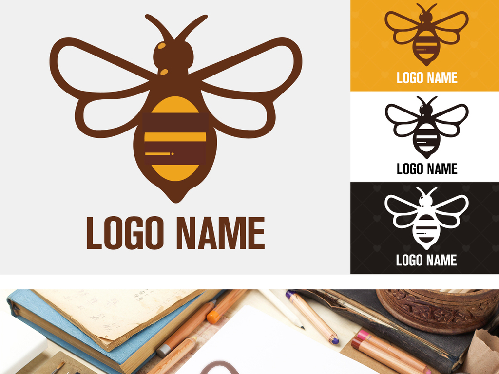 创意手绘黄蜂蜜蜂服装鞋包餐饮LOGO标志