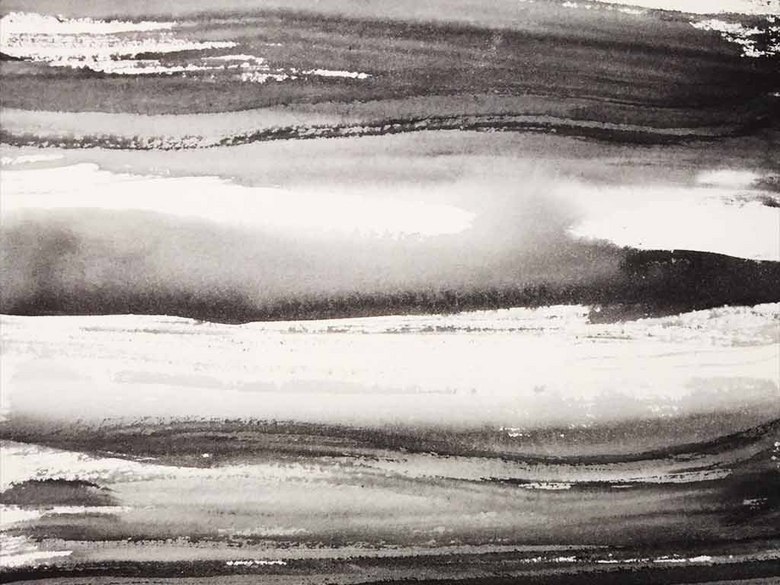 新中式黑白水墨抽象现代玄关装饰画(图片编号