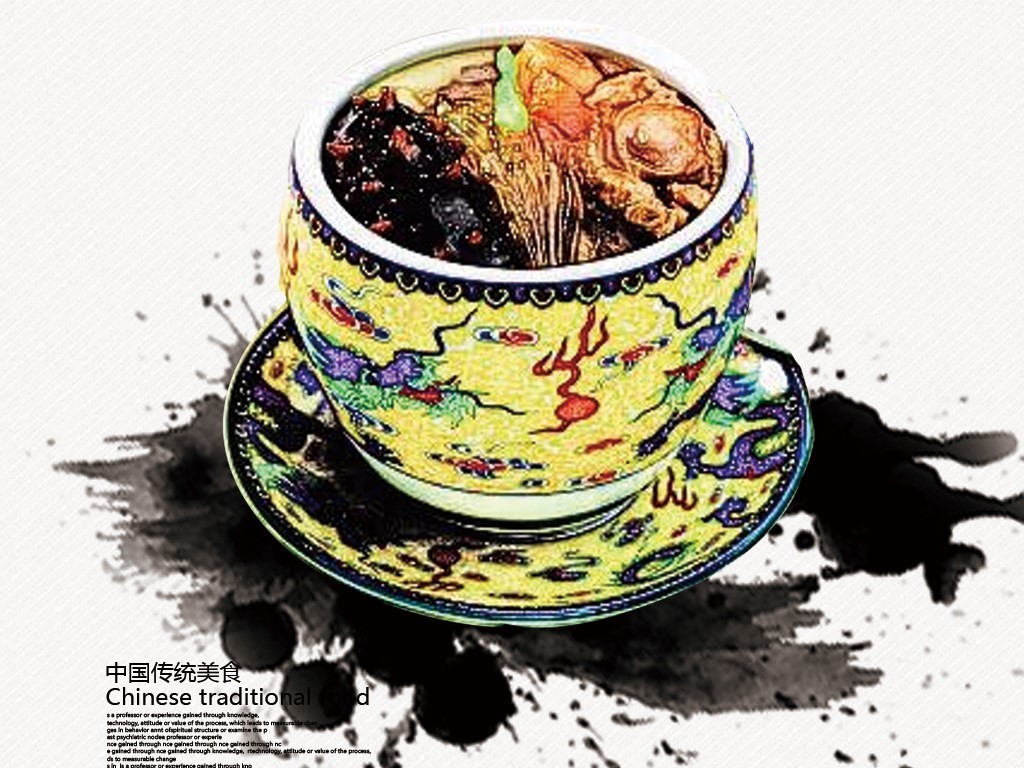 佛跳墙海报+中国传统美食+中国风