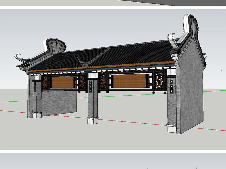 20个岭南风格景观建筑SU模型(图片编号:1596