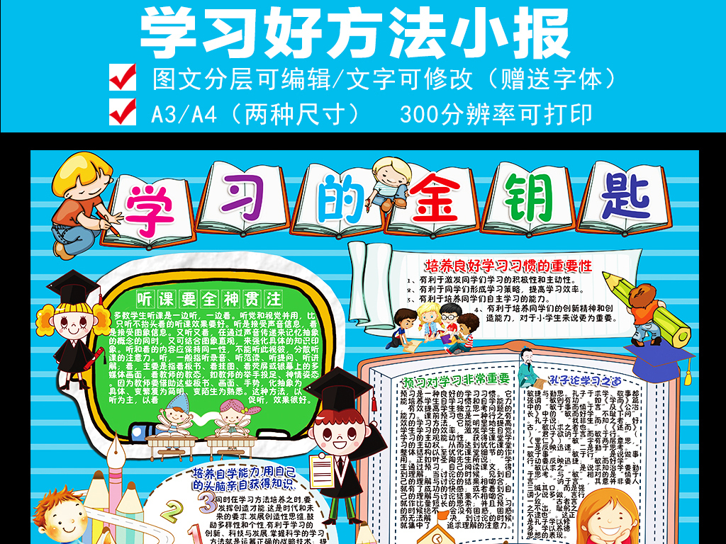 学习好方法小报读书好习惯手抄电子小报