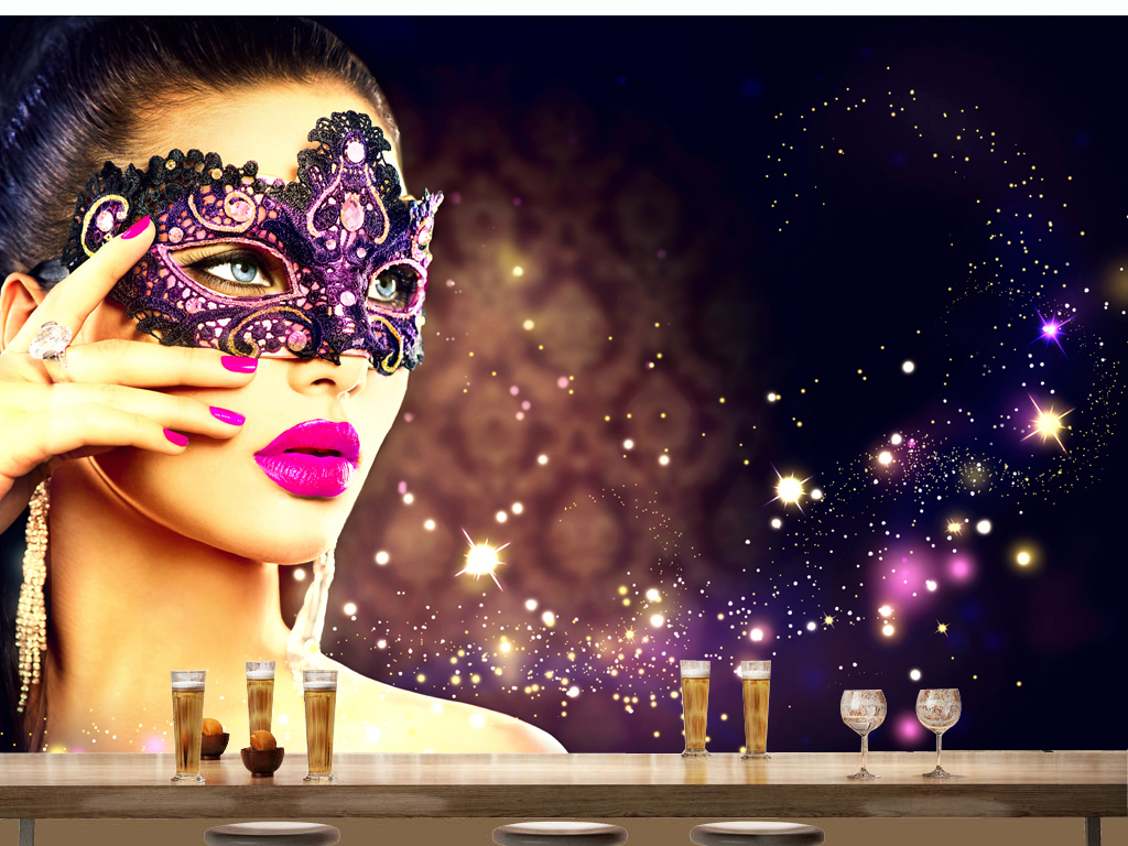 面具装饰画图片