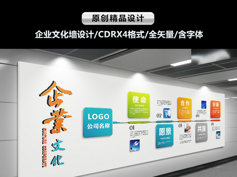 电子科技公司IT企业文化墙设计通用模板(图片