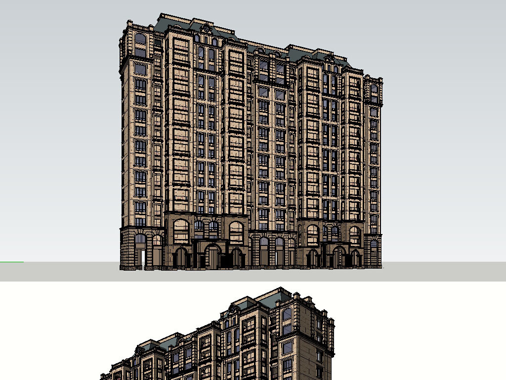 法式高层建筑草图大师su模型
