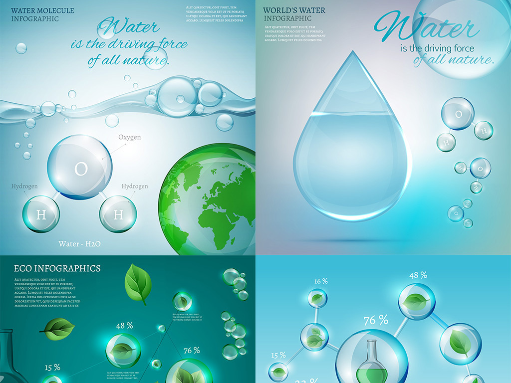 植物水分水泡水循环eps矢量图