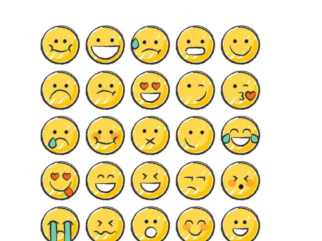 手绘水彩黄色可爱圆形表情矢量素材