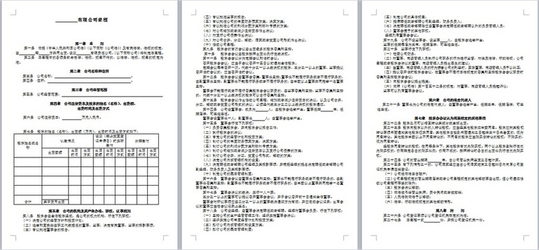 企业公司章程模版(图片编号:15987204)_协议书