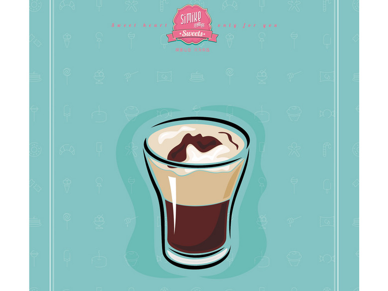 清新淡雅蓝色甜品店冷饮促销海报(图片编号:1