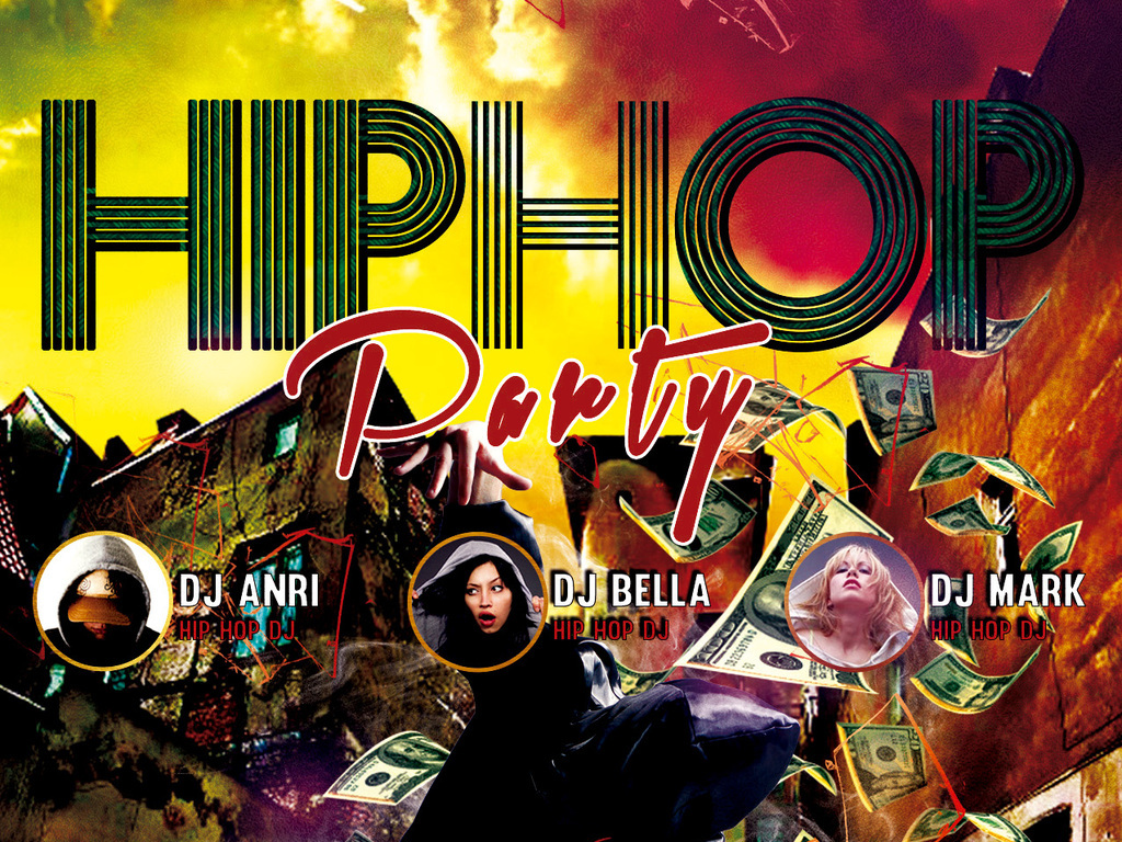 炫酷潮流嘻哈饶舌街头文化街舞派对创意海报