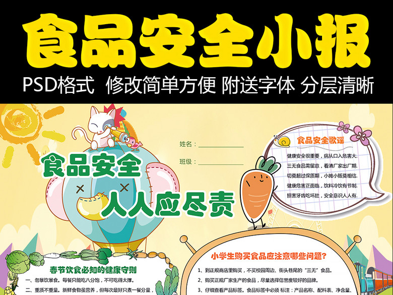 食品安全手抄报内容快速检测小报模板(图片编