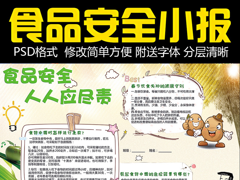 食品安全手抄报内容快速检测小报模板(图片编