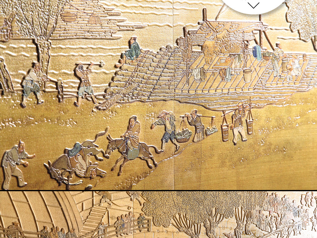 清明上河图中式背景墙