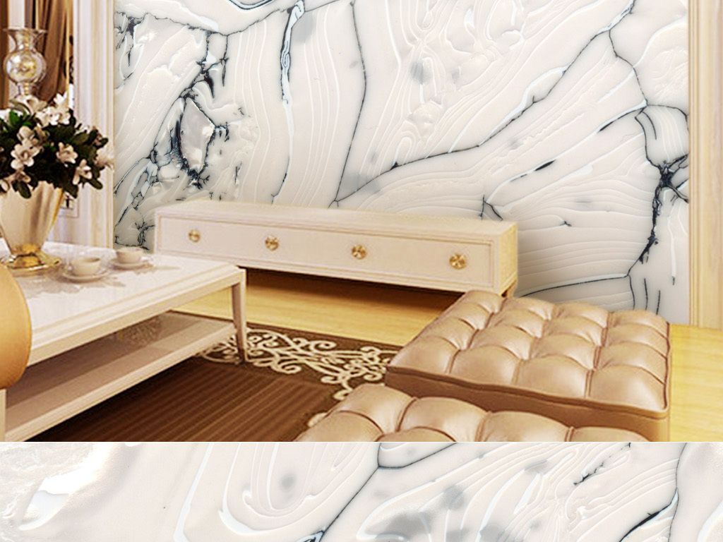 爵士白天然大理石纹简欧风格背景墙