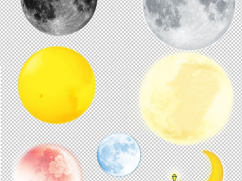 卡通手绘发亮月亮海报PNG素材(图片编号:160