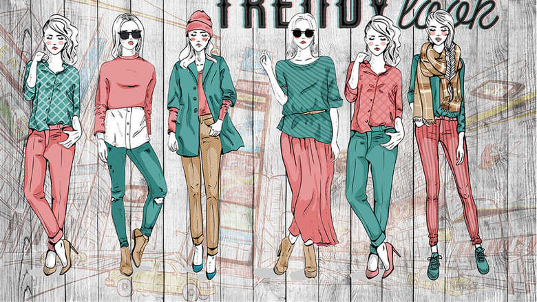 复古怀旧时尚女孩服装店背景墙(图片编号:160