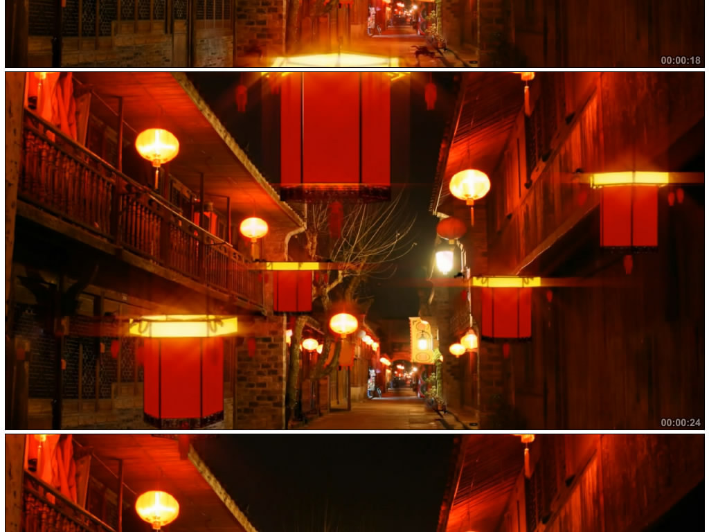 新年灯笼古城古村古镇视频