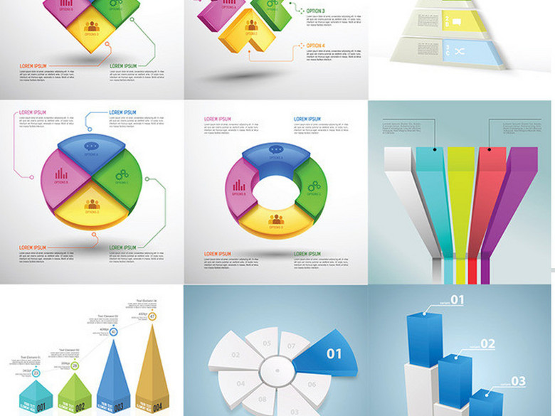 160套3D数据分析PPT元素信息图表(图片编号