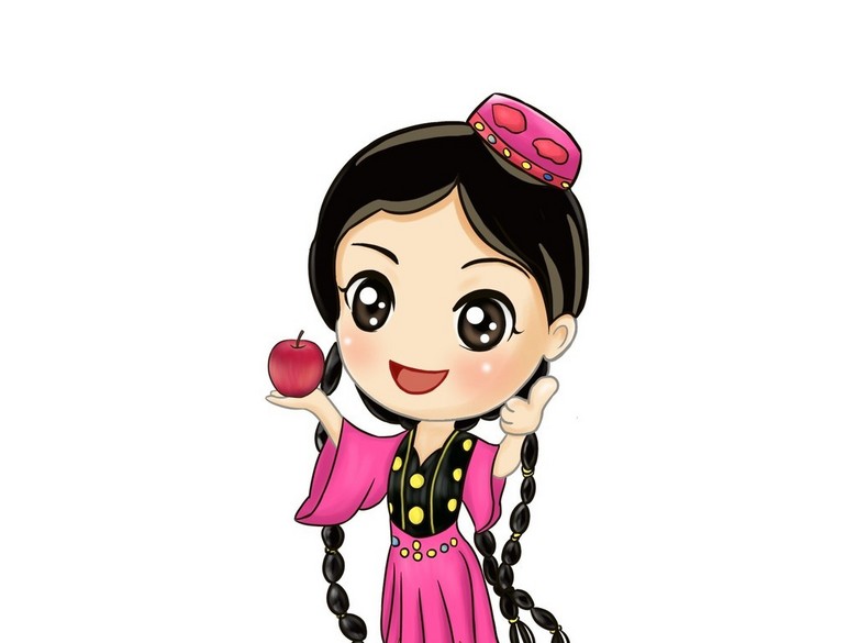 卡通新疆大辫子小女孩(图片编号:16026282)
