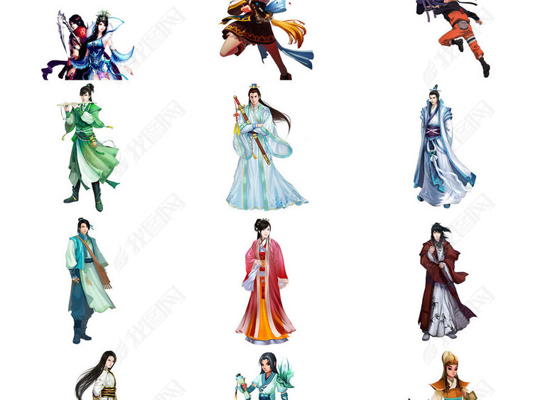 游戏古装男剑客免抠图PNG素材