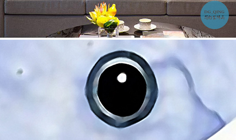 墨水蓝色斗鱼年年有鱼欧式手绘现代装饰画(图