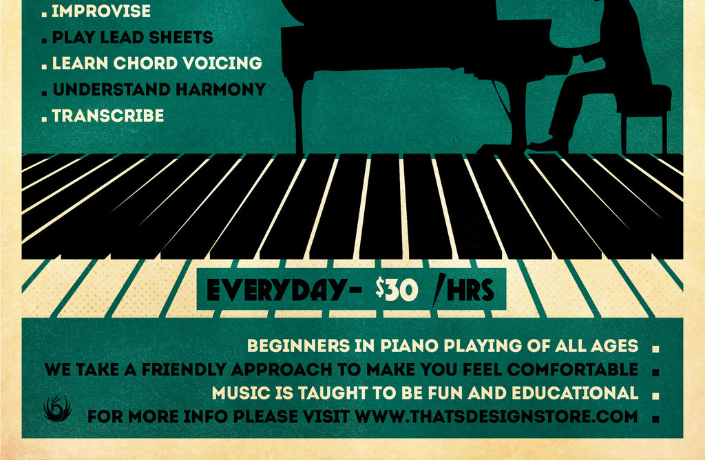流行复古剪影钢琴培训钢琴课海报psd模板素材下载图片