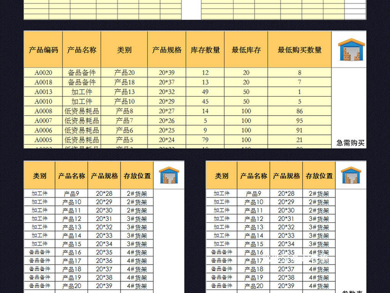 仓库库房管理系统excel模板出入库表格(图片编