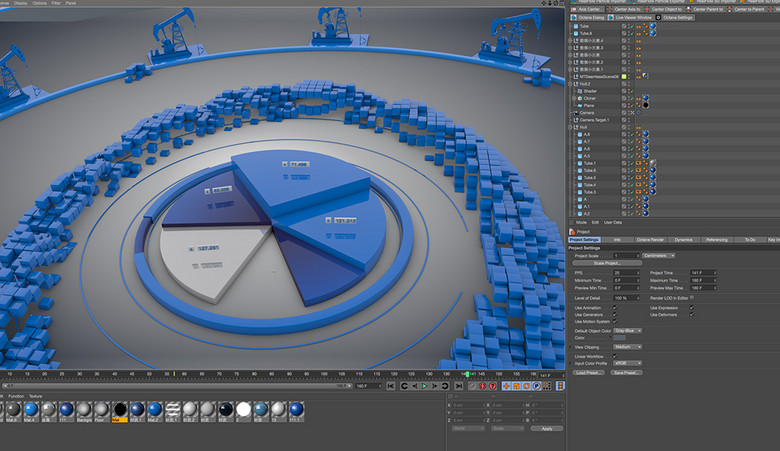 C4D科技企业数据三维柱状图经济增长工程(图