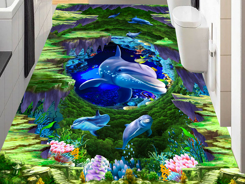 奇幻梦幻森林海底世界3D浴室厨房走道地板