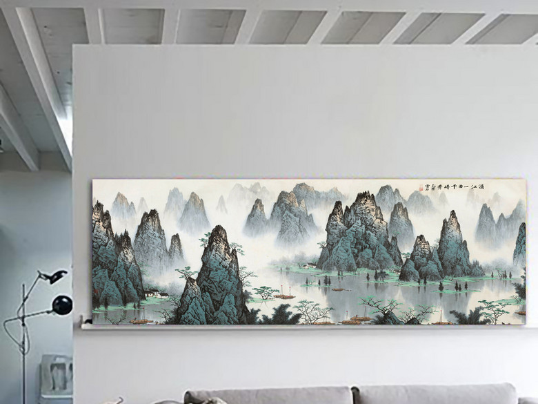 白雪石国画山水千峰竞秀中式客厅无框装饰画(图片编号:16054876)_山水风景画_我图网