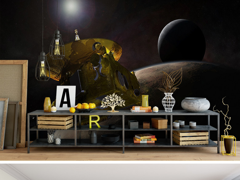 紫色梦幻光芒宇宙星空星球工装背景墙(图片编