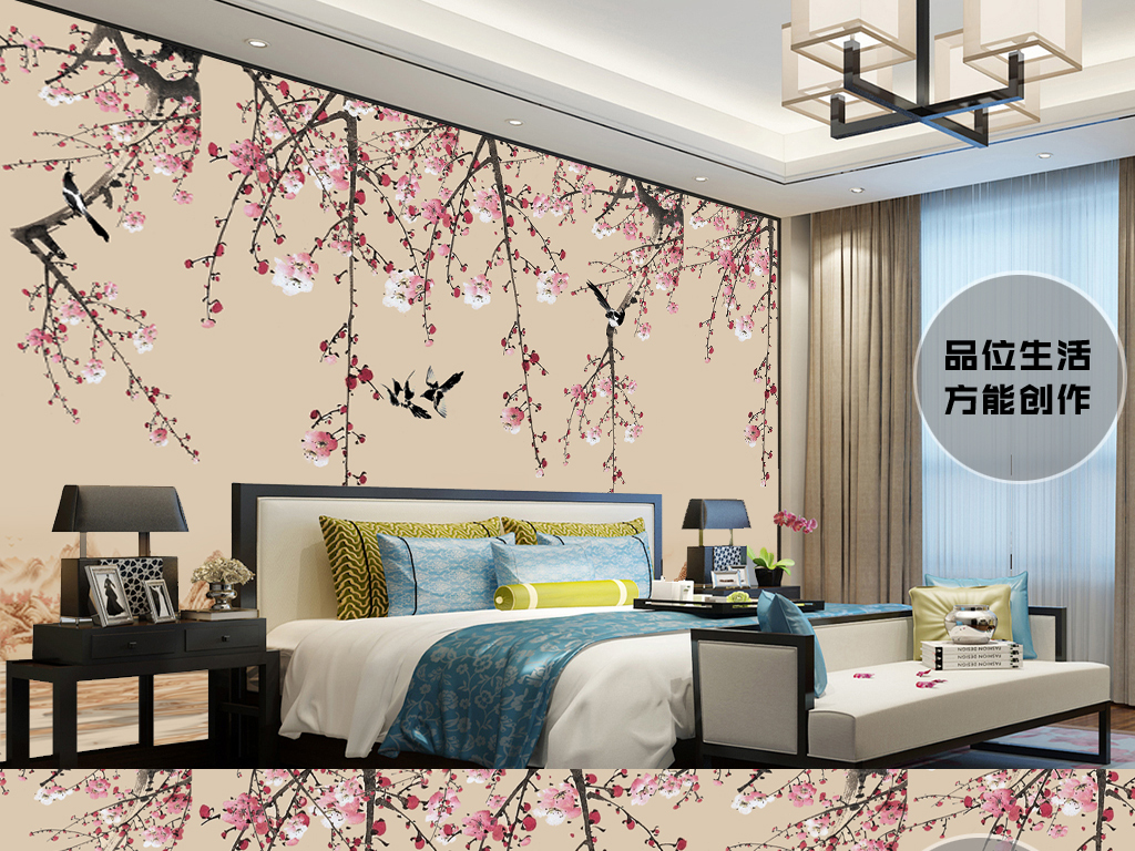 我图网提供精品流行简约新中式现代工笔画桃花喜鹊山水画背景墙素材下载,作品模板源文件可以编辑替换,设计作品简介: 简约新中式现代工笔画桃花喜鹊山水画背景墙 位图, CMYK格式高清大图,使用软件为 Photoshop 7.0(.psd)