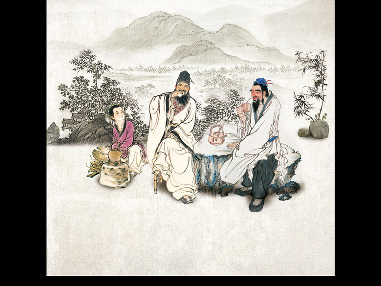 中式玄关背景墙--品茶论道(图片编号:1606636