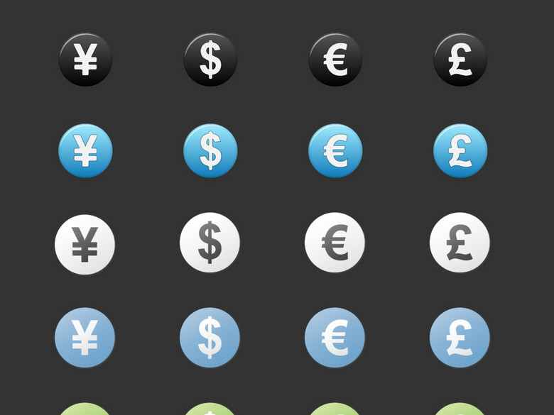金币人民币美元欧元英镑图标修饰钱图标模板(