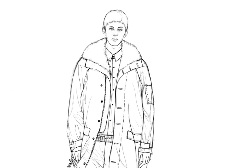 秋冬男装设计成衣手稿服装线稿手绘作品(图片